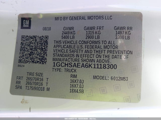 1GCHSAEA6K1118300 Chevrolet Colorado