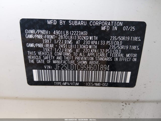Subaru Forester Touring 2025 JF2SLDTC9SH601894 Image 9