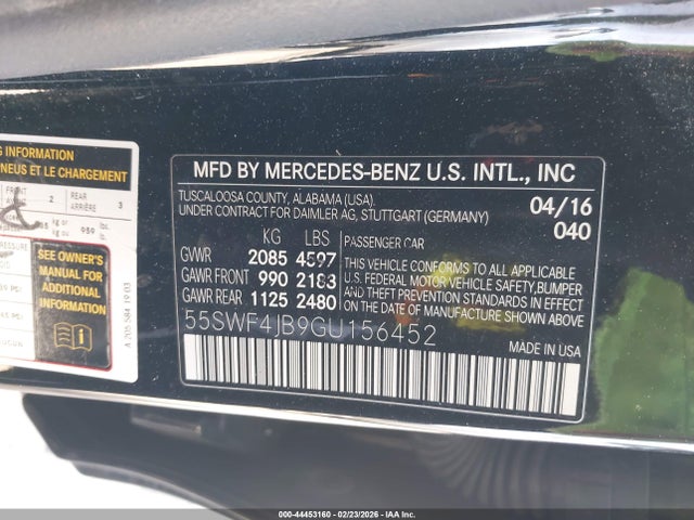 55SWF4JB9GU156452 Mercedes-Benz C 300