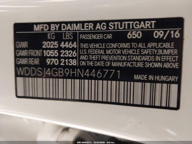 Продажа на аукционе авто 2017 Mercedes-benz Cla 250 4matic, vin: WDDSJ4GB9HN446771, номер лота: 44453212