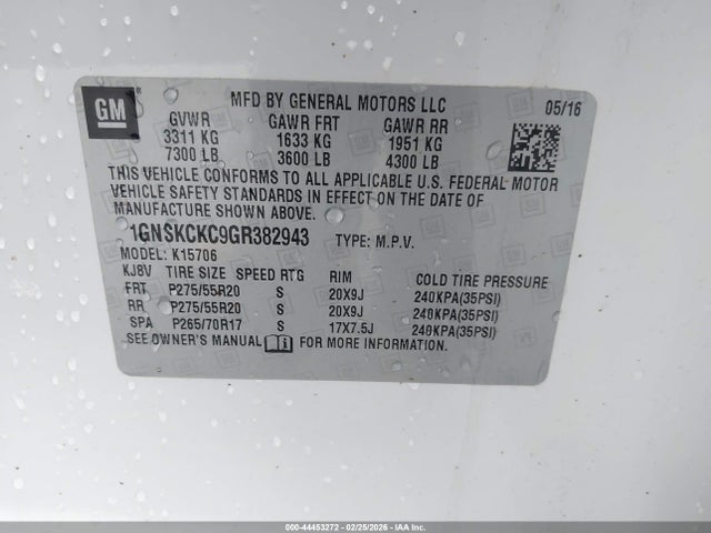 1GNSKCKC9GR382943 Chevrolet Tahoe Ltz