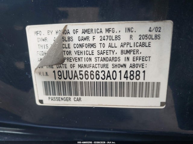 Продаж на аукціоні авто 2003 Acura Tl 3.2, vin: 19UUA56663A014881, номер лоту: 44453292