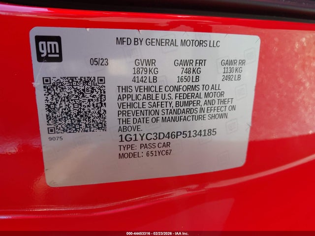 2023 CHEVROLET CORVETTE STINGRAY 1G1YC3D46P5134185 Photo 8