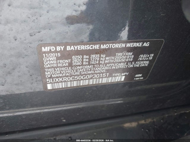 Aukcja sprzedaży 2016 Bmw X5 Xdrive35i, vin: 5UXKR0C50G0P30151, numer aukcji: 44453336