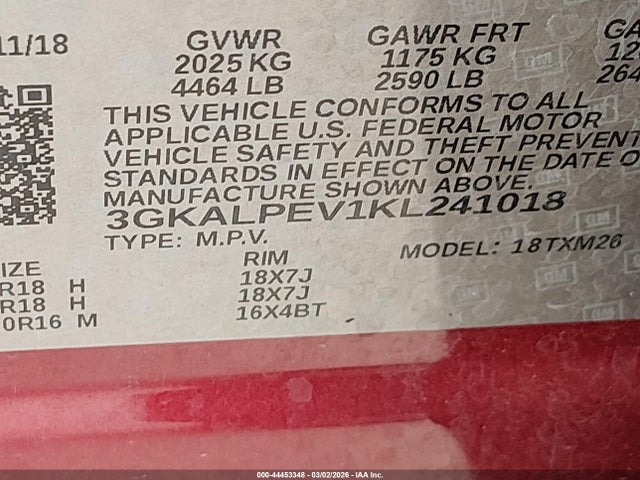 3GKALPEV1KL241018 GMC Terrain Slt