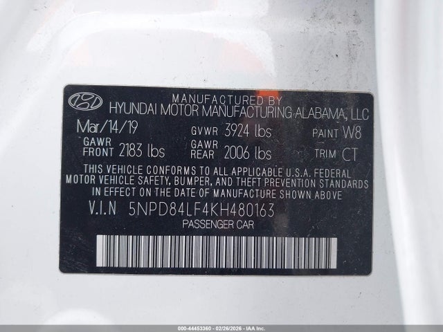 2019 HYUNDAI ELANTRA 5NPD84LF4KH480163 Photo 8