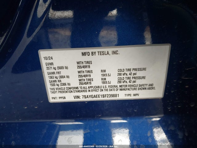 2025 TESLA MODEL Y 7SAYGAEE1SF239881 Photo 8
