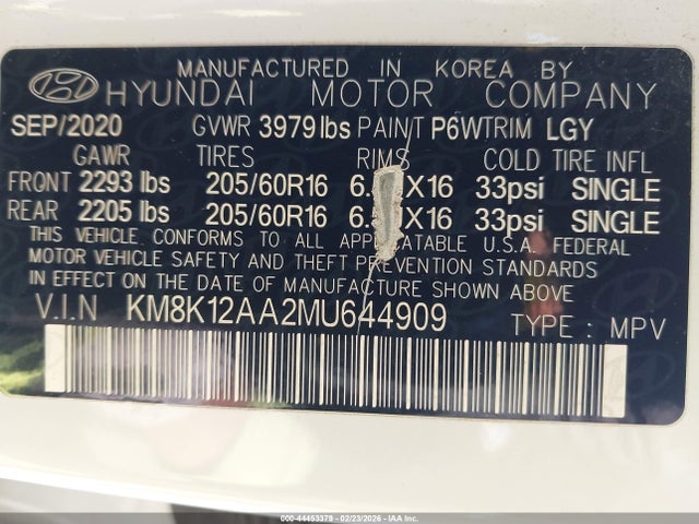 2021 HYUNDAI KONA KM8K12AA2MU644909 Photo 8