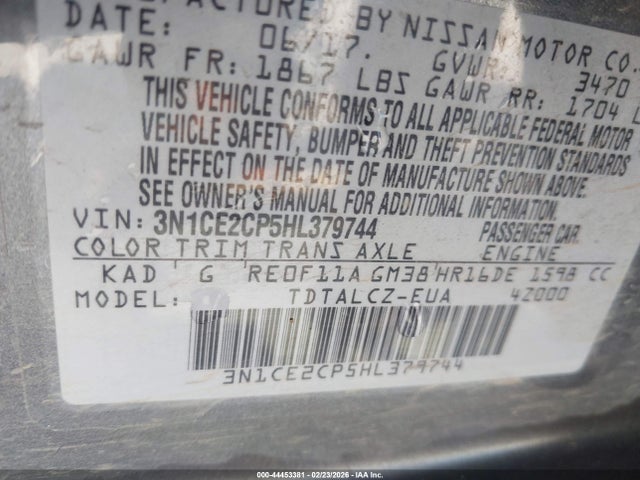Nissan Versa Note S Plus 2017 3N1CE2CP5HL379744 Image 9
