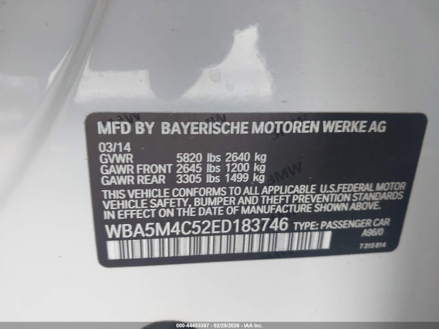 2014 BMW 535I GRAN TURISMO WBA5M4C52ED183746 Photo 8