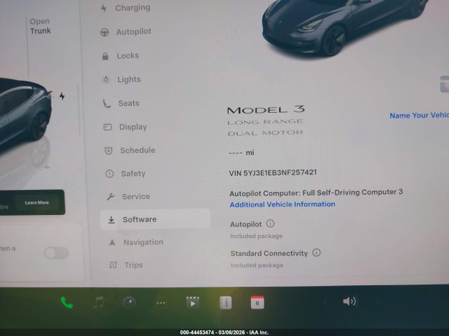 44453474 :رقم المزاد ، 5YJ3E1EB3NF257421 vin ، 2022 Tesla Model 3 Long Range Dual Motor All-wheel Drive مزاد بيع