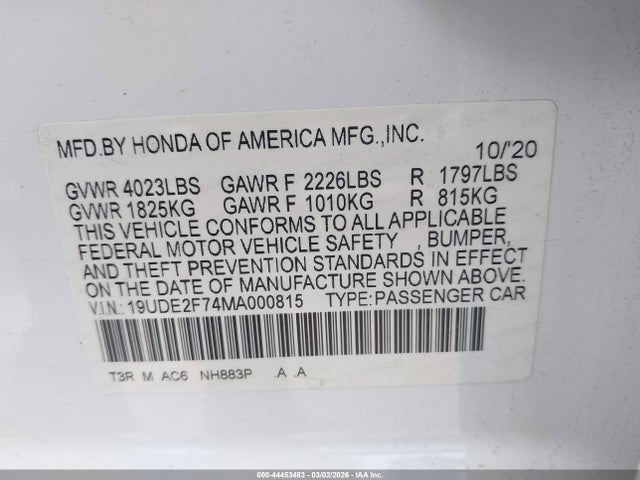 Продажа на аукционе авто 2021 Acura Ilx, vin: 19UDE2F74MA000815, номер лота: 44453483
