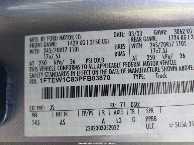 Ford F-150 Xl 2023 1FTEW1C83PFB03870 Image 8