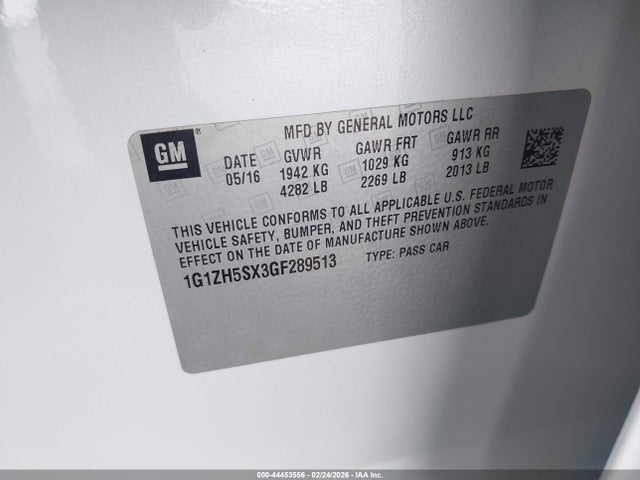 1G1ZH5SX3GF289513 Chevrolet Malibu Premier