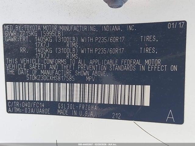 2017 TOYOTA SIENNA 5TDKZ3DCXHS817585 Photo 8