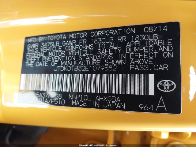 Toyota Prius C Three 2014 JTDKDTB32E1079582 Image 9