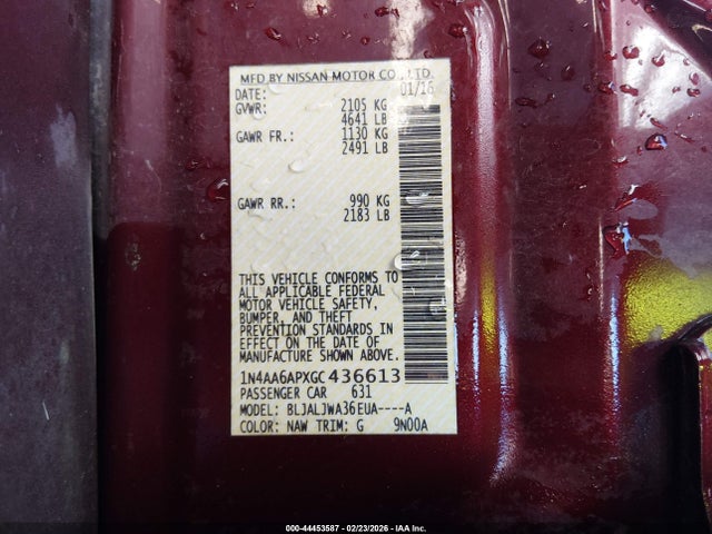 2016 NISSAN MAXIMA 1N4AA6APXGC436613 Photo 8