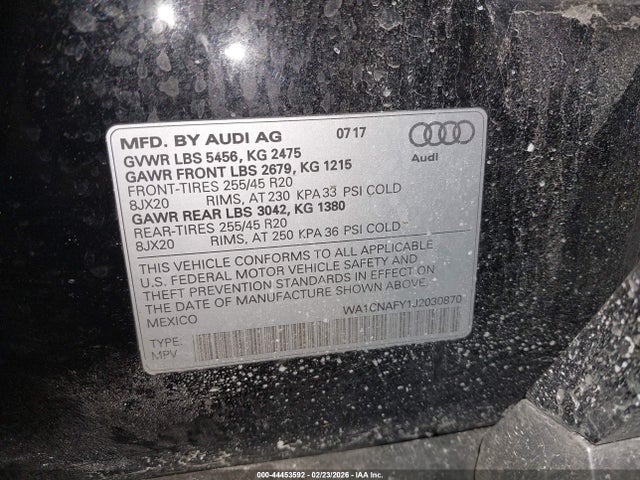 2018 AUDI Q5 WA1CNAFY1J2030870 Photo 8