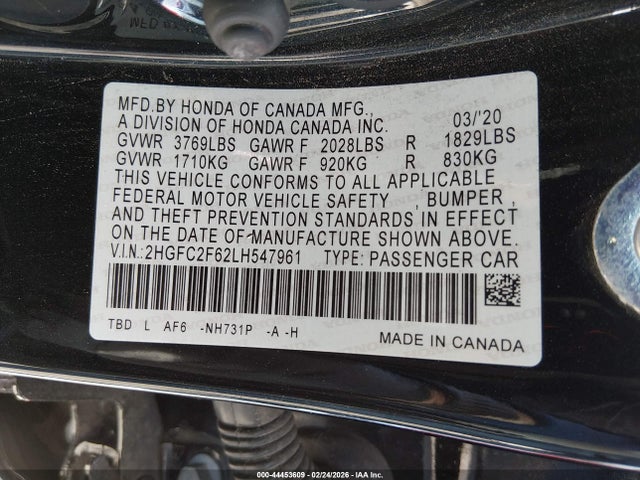 2HGFC2F62LH547961 Honda Civic Lx