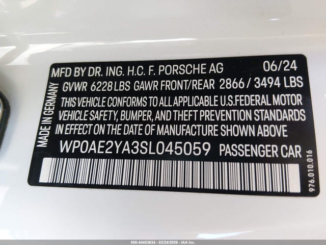 Porsche Panamera E-hybrid 4 2025 WP0AE2YA3SL045059 Image 9