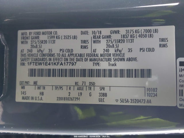 2019 FORD F-150 1FTEW1E41KFA17797 Photo 8