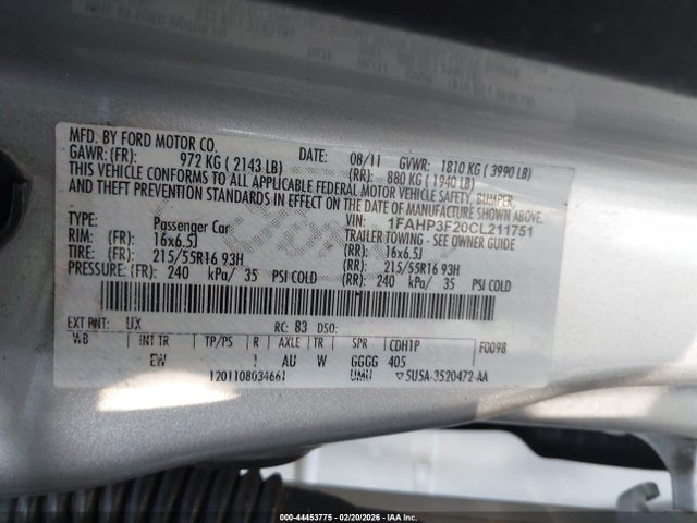 2012 FORD FOCUS 1FAHP3F20CL211751 Photo 8