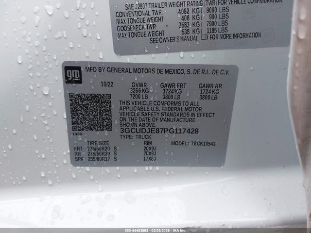 3GCUDJE87PG117428 Chevrolet Silverado 1500 4wd Short Bed High Country