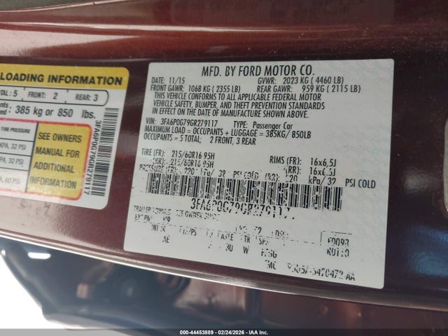 Ford FUSION S 2016 3FA6P0G79GR279117 Image 9