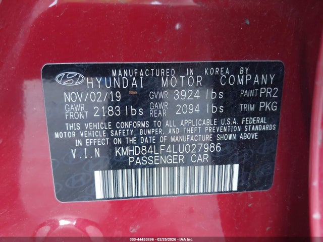 KMHD84LF4LU027986 Hyundai Elantra Value Edition