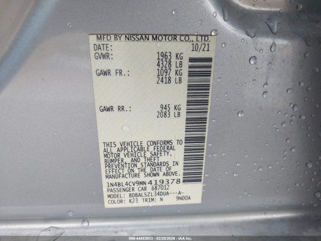 2021 NISSAN ALTIMA 1N4BL4CV9MN419378 Photo 8