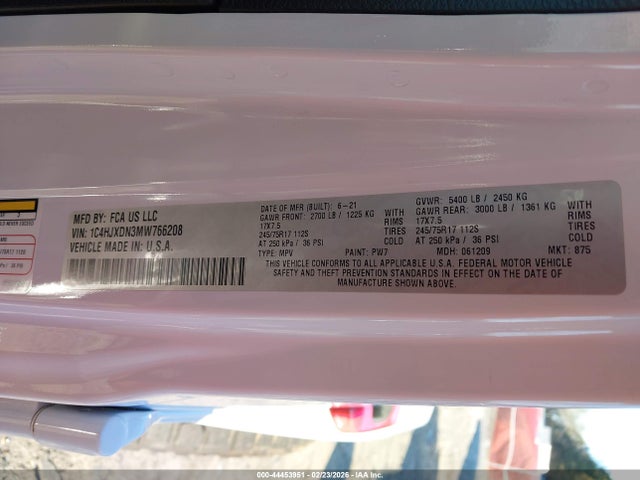 2021 JEEP WRANGLER UNLIMITED 1C4HJXDN3MW766208 Photo 8