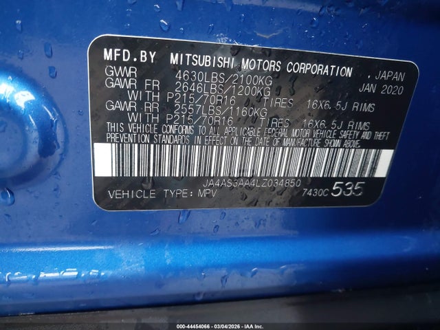 2020 MITSUBISHI ECLIPSE CROSS JA4AS3AA4LZ034850 Photo 8