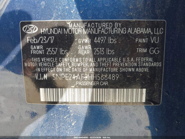 Hyundai SONATA SE 2017 5NPE24AF2HH566489 Image 9