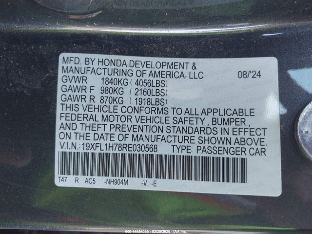 19XFL1H78RE030568 Honda Civic Ex-l