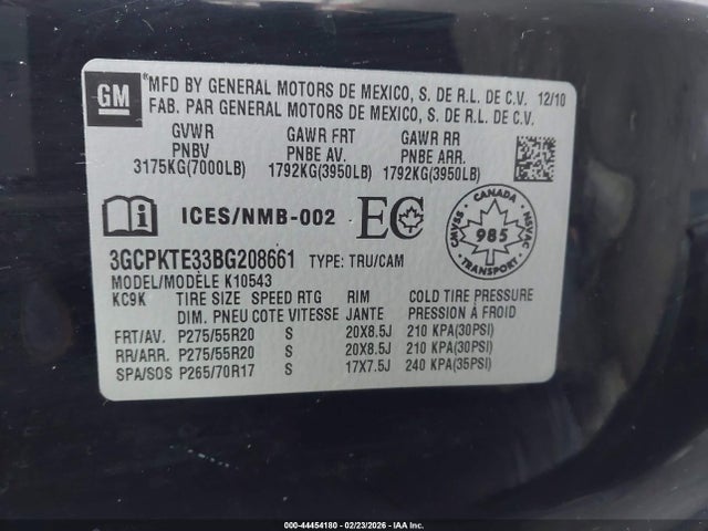 Aukcja sprzedaży 2011 Chevrolet Silverado 1500 Ltz, vin: 3GCPKTE33BG208661, numer aukcji: 44454180