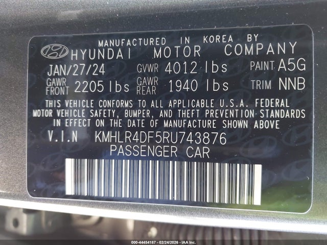 KMHLR4DF5RU743876 Hyundai Elantra N Line