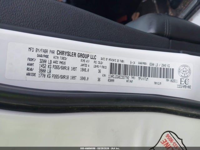 Продажа на аукционе авто 2014 Dodge Durango Limited, vin: 1C4RDJDG0EC557702, номер лота: 44454199