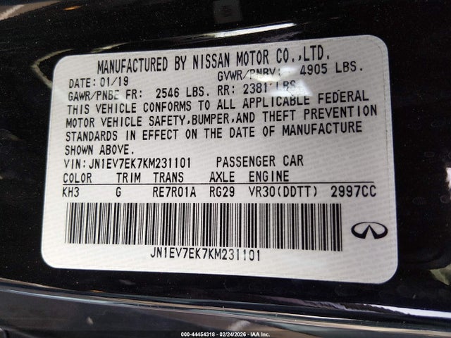 Продаж на аукціоні авто 2019 Infiniti Q60 3.0t Luxe, vin: JN1EV7EK7KM231101, номер лоту: 44454318