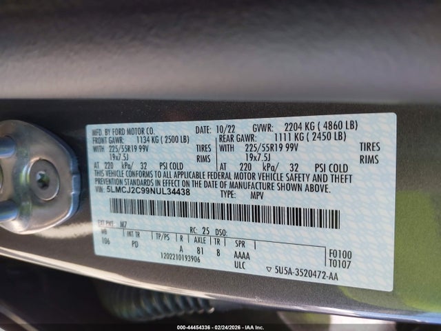 2022 LINCOLN CORSAIR 5LMCJ2C99NUL34438 Photo 8