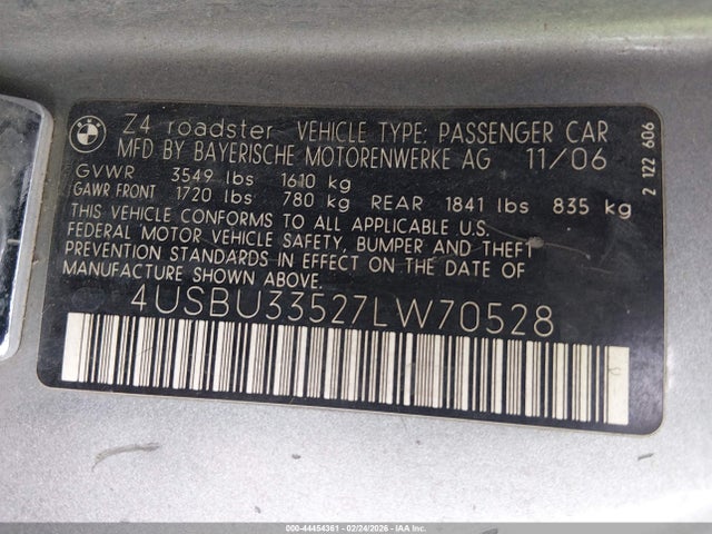 2007 BMW Z4 4USBU33527LW70528 Photo 8