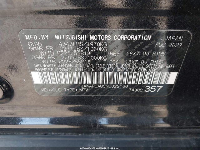 2022 MITSUBISHI OUTLANDER SPORT JA4APUAU5NU022160 Photo 8