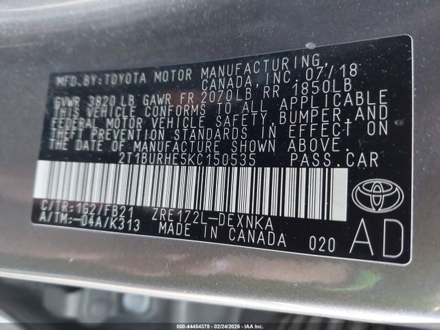 Toyota COROLLA LE 2019 2T1BURHE5KC150535 Image 9
