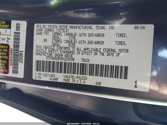 Toyota Tundra Platinum 2024 5TFNA5DBXRX229298 Image 9