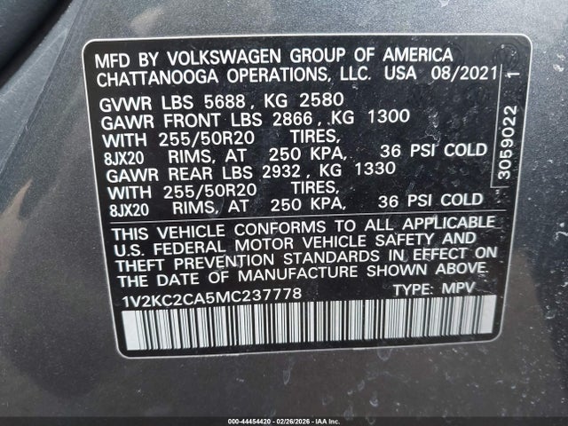 2021 VOLKSWAGEN ATLAS CROSS SPORT 1V2KC2CA5MC237778 Photo 8