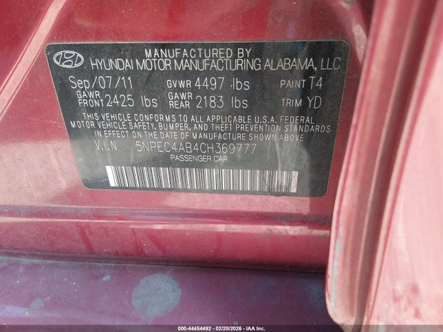 2012 HYUNDAI SONATA 5NPEC4AB4CH369777 Photo 8