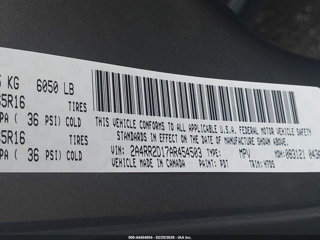 2010 Chrysler Town & Country New Lx მანქანა იყიდება აუქციონზე, vin: 2A4RR2D17AR454503, აუქციონის ნომერი: 44454504