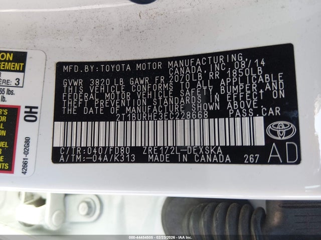 Toyota Corolla S Plus 2014 2T1BURHE3EC228668 Image 9