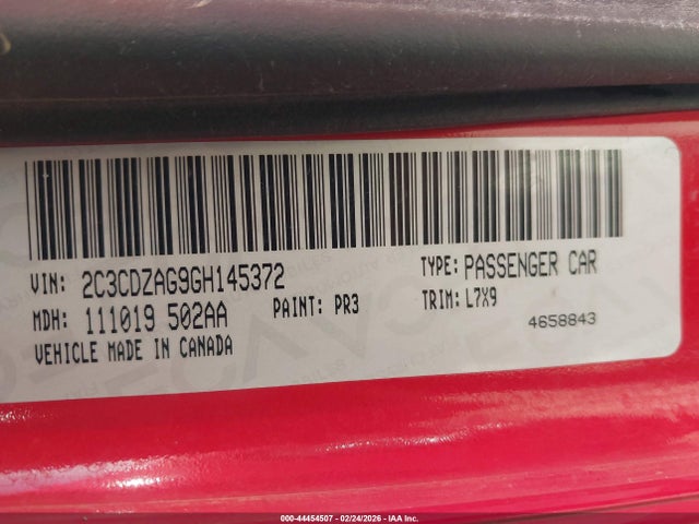 2016 DODGE CHALLENGER 2C3CDZAG9GH145372 Photo 8