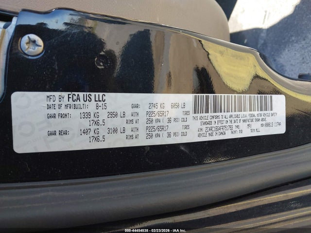 Aukcja sprzedaży 2015 Chrysler Town & Country Touring, vin: 2C4RC1BG4FR751793, numer aukcji: 44454538