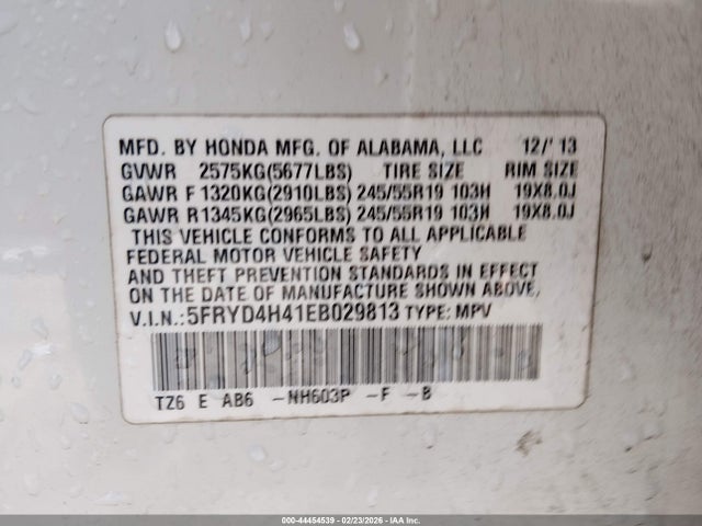 Продаж на аукціоні авто 2014 Acura Mdx Technology Package, vin: 5FRYD4H41EB029813, номер лоту: 44454539